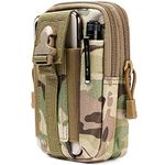 TOURTIER Tactical Molle Pouch, Compact Utility Belt Pouch, Military Army EDC Waist Bag with Cell Phone Holster for Sports, Hiking, Camping, Traveling (Chikugreen)