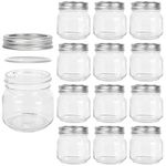 Keketin 12 Pack 8 oz Mason Jars with Leak-proof Split-type Silver Lids,250ml Reusable Glass Jar Canning Jars for Party & Wedding Favors,Fruits Storage or Homemade Gift