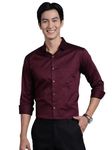 Majestic Man Slim Fit Satin Cotton Formal Shirt for Men (XXXX-Large, Wine)