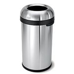 simplehuman 60 Litre / 16 Gallon Bullet Open Top Trash Can, Commercial Grade Heavy Gauge, Brushed Stainless Steel