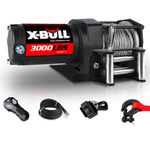 X-BULL 12V 3000LBS Steel Wire Electric Winch for Towing ATV/UTV Off Road with Mounting Bracket Wireless Remote