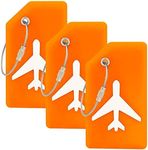 Teskyer Luggage Tags, 3 Pack Privacy Protection Soft Silicone Luggage Tags for Suitcase Luggage Travel Bags Labels (Orange)