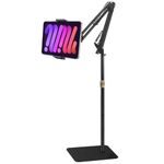 Dyazo Adjustable Floor Stand with 360° Rotating Gooseneck Long Arm | Dual Mobiles & Tablets Holder with Stable Base | Fits 4-12.9 Inch Compatible with Tablets, Galaxy Tab and Mobile Phones