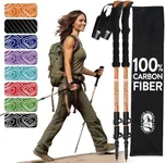 Hiker Hunger Carbon Fiber Trekking Poles | Collapsible Walking Sticks for Travel | Walking Poles for Women | Hiking Poles for Men | Hiking Sticks | Walking Stick - Orange EVA Foam