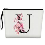 Bliceon A-Z Personalised Makeup Bag, Birthday Gifts for Women and Mom, Personalised Gifts for Women, Gifts for Girlfriends, Bride and Bridesmaids Cosmetic Bag, U