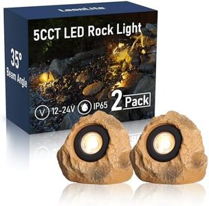 LEONLITE 5CCT LED Rock Lights Outdoor, 5W Low Voltage Landscape Spot Light for Garden, Yard, Decorative Stone Light, 12-24V AC/DC, CRI90, 200lm, IP65 Waterproof, Triangle, Yellow, Pack of 2