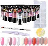 Nails Extension Gel Kit, 12PCS * 15ml Quick Building Nail Gel + 100PCS Nail Molds + 1PC Double-end Brush Pusher + 1PC Nail File + 1PC Transparent Clip, Nail Art Build Kit Manicure Set