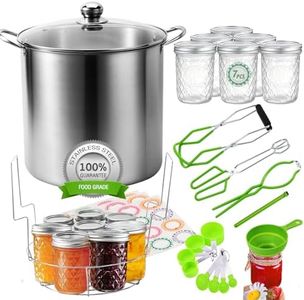 Canning Pot Water Bath Canner with Rack and Mason Jars, 20 Quart Stainless Steel Stock Pots, Canning Supplies Starter Kit Beginners Tools Set, Jar Lifter Tongs and Full Canning Kit Accessories