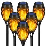 Solar Torch Lights, 6 Pcs Solar Lights Outdoor Waterproof, Auto On/Off Outdoor Solar Lights with Flickering Flame for Garden, Lawn, Patio, Yard, Outdoor Decorations