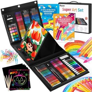 iBayam Art Kit, 251-Pack Art Supplies Drawing Kits, Arts and Crafts Gifts Box for Kids Teen Girls Boys, Art Set Case with Trifold Easel, Scratch Paper, Sketch Pad, Coloring Book, Crayons, Pencils