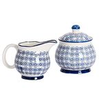 Nicola Spring Hand-Printed Milk & Sugar Set - 300ml - Navy