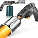 [Upgraded] Propane Torch - Powerful Kitchen Blow Torch Professional Cooking Torch 100,000 BTU for Sous Vide, Charcoal Lighter, Campfire Starter, Searing Steak, Toasting, BBQ etc (Silver)