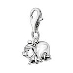 Quiges 925 Sterling Silver 3D Pig Lobster Clasp Charm Clip on Pendant