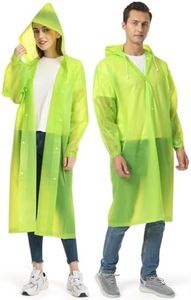 Opret 2 Pack Portable EVA Raincoats for Adults, Reusable Rain Ponchos with Hoods and Sleeves Lightweight Raincoats, Perfect for Outdoor Activities, Lime Green