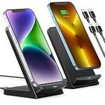 Wireless Charger 2 Packs, Dual-Coil 15W Fast Wireless Charging,Phone Wireless Charger Stand Compatible with iPhone 15/14/13 Pro Max/12/11/SE/XR/XS/8 Plus, Galaxy S21 Ultra/S20/S10, Pixel(NoAdapter)