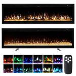 INMOZATA Electric Fire Wall Mounted/Recessed/Freestanding 178cm Electric Fireplace with Remote & Touch Screen Control 12 LED Color Flame Effect, 2 Heat Settings 900W&1800W, Crystal & Log Set