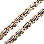 Mechanic Byzantine Biker Jewelry Urban Double Link Flexible Heavy Chain Necklace Men Teen Gold Silver Two Tone Stainless Steel 20 Inch