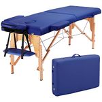Yaheetech Portable Massage Table - Adjustable Spa Bed With Face Cradle for Lash and Salon - Blue