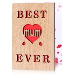 Fychuo Mum Birthday Card, Wooden Happy Birthday Card for Mum Mummy Gifts from Daughter/Son, Best Mum Ever Mummy Birthday Card Greeting Card Mother Birthday Card for Mum Keepsake