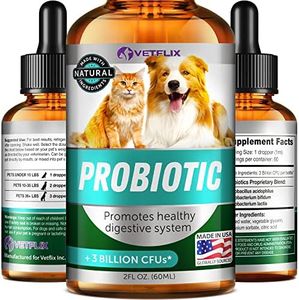 Premium Probiotics for Dogs & Cats - Digestive Enzymes & Prebiotics Supplement - Helps to Relieve Diarrhea, Vomiting, Upset Stomach, Gas, Constipation & Bad Breath - Supports Healthy Digestive System