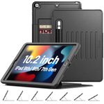 Timecity Case for iPad 9th/8th/7th Generation 10.2'', Shockproof Case with Magnetic Absorbing Multi-Angles Stand, Auto Wake/Sleep, Pen Holder, Card Slot for iPad 10.2 inch Case 2021/2020/2019 —Black