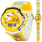 Accutime Kids Pokemon Digital LCD Quartz Watch for Boys, Girls, and Adults All Ages, Pikachu Yellow, Pokemon Digital Quartz Watch