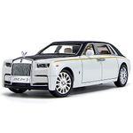 New 1:24 Simulation Rolls-Royce Phantom Model Alloy Metal Car Model Ornaments Luxury Car Sedan Children's Toy Car Boy Collection Gift (White)