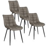 WOLTU Dining Chairs Set of 4 Kitchen Counter Chairs Leisure Lounge Living Room Corner Chairs Dark Grey Faux Leather Reception Chairs with Backrest and Padded Seat