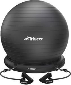 Trideer Ball Chair Yoga Ball Chair Exercise Ball Chair with Base & Bands for Home Gym Workout Ball for Abs, Stability Ball & Balance Ball Seat to Relieve Back Pain (XL(27-30ines/68-75cm), Black)