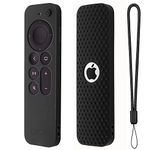 Dealfreez Silicone TV Remote Cover Compatible with New Siri Apple TV 4k 2nd Generation Remote Protective Case with Loop (C-Black) [Remote NOT Included]