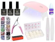 D.B.Z.® Professional Nail Art Kit - Nails Extension UV LED Nail Lamp, Gel Polish ,Top Coat , Base Coat , nail tips & tip Cutter , Rhinestones Nail Decorations Tools Starter Kit (Pack of 11)