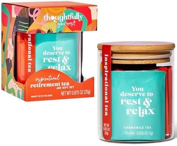 Thoughtfully Gourmet, Inspirational Retirement Tea Gift Set, Includes Glass Storage Jar and 5 Flavours of Tea with Inspirational Quotes, Set of 25