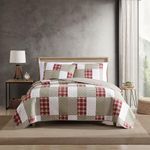 Eddie Bauer - King Quilt Set, Reversible Cotton Bedding with Matching Shams, Home Decor for All Seasons (Camano Island Red, King)