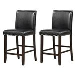 GiantexUK Bar Stools Set of 2/4, Upholstered Barstools with Padded Backrest & Footrests, Counter Height Breakfast Bar Chairs for Kitchen Dining Living Room (2，PVC Leather Exterior, Black)