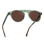 WearMe Pro Urban Men's Square Sunglasses: Double Bridge Design, Modern Round Frames and Polarized Lenses, Emerald Green Frame / Brown Lens, One Size