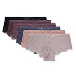 René Rofé Lingerie Women's 6 Pack Lace Hipsters - - S