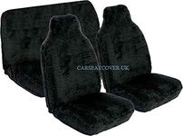 Carseatcover-UK CSC01 Panther Black Faux Fur Car Seat Covers Full Set (Fronts + Rear)