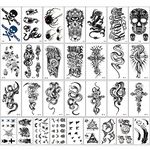 Tattoos Stickers(30 Sheets), Halloween Tattoo, Waterproof Tattoo, Halloween scar makeup, For Adults Halloween Cosplay Face Body Art (Black)