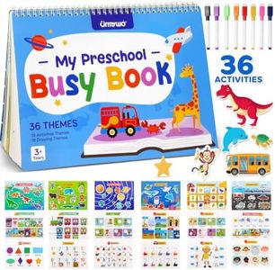 URMYWO Busy Book for Toddlers 3-5,36 Reusable Preschool Learning Activities