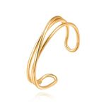 CANEVINKA 18K Gold Cuff Bangle Bracelets for Women Statement Wide Wire Chunky Bracelets Adjustable Trendy Simple Gold Bracelet for Her