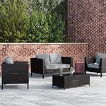 Outliving Rattan & Wicker 4 Seater Sofa Set With Table For Garden Patio Furniture Sofa Set For Outdoor Area (Black & Grey) - 27X52X26 Inch