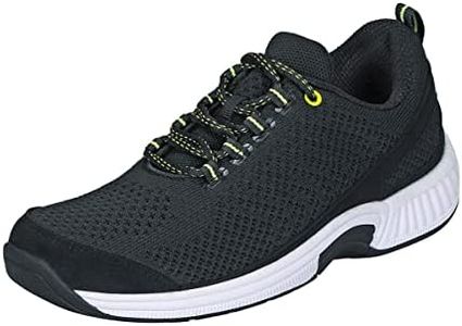 Orthofeet Ideal for Plantar Fasciitis, Foot and Heel Pain Relief. Extended Widths. Orthopedic Walking Shoes Diabetic Bunions - Coral Women’s Sneakers, Black, 7.5