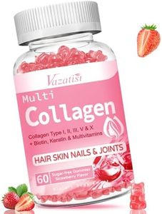 Sugar Free Collagen Gummies for Women Men, 2500mg Collagen with Biotin Sea Moss Vitamin C Zinc for Hair Skin Nails Muscle & Joint, Immunity - 60 Strawberry Flavored Supplement