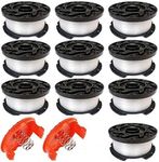 0.065" Line String Trimmer Autofeed Replacement Spool,AF-100 Line String Trimmer, 30ft Weed Eater Spool Replacement Spool for String Trimmer, for Black and Decker Models (10 Spools+2 Caps)12 Pack