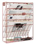 PAG 5-Tier Metal Wall Mounted File Holder Magazine Organizer for Home Offices and Desks (Rose Gold)