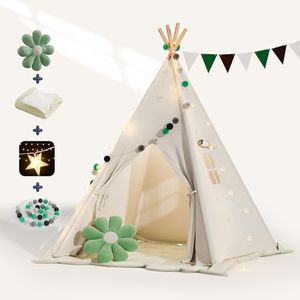 Tenda per bambini BlueWood con coperta, luci fiabesche e borsa di tela per i giochi dei bambini, Tende da gioco portatili, castelli da gioco, tende per bambini da interno e da esterno