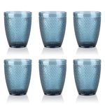 Joeyan Coloured Water Glasses Set of 6, 300ml Drinking Glasses Tumblers Highball Glasses Glass Cups Glassware Set for Cocktail Soda Juice Beverage Coffee Tea Gift, Blue