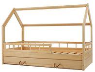 Velinda Solid Wooden Scandinavian Style Bed,house bed,modern,boys,girls 160 x80+barriers (colour: natural)