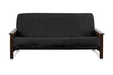 OctoRose Full Size Zipper Quality Bonded Micro Suede Futon Mattress Cover,NO Mattress (Black)