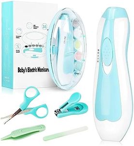 Electric Nail File Drill for Baby No Sharp Claws Hurt, 18 in 1 Safety Cutter Trimmer Clipper for Toes and Fingers (Blue-18 in 1)